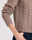 Cashmere Blend Cable Crew Neck Jumper, Brown | Really Wild Clothing | Studio Model Cable detail