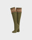 Lady Fair Isle Long Socks, Dark Olive Green | Really Wild Clothing | Flat Lay