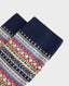 Fair Isle Casual Ankle Socks, Navy | Really Wild Clothing | Detail