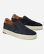 VYN Suede Slip On Trainers, Navy | Really Wild Clothing | Main Image