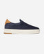 VYN Suede Slip On Trainers, Navy | Really Wild Clothing | Side Image