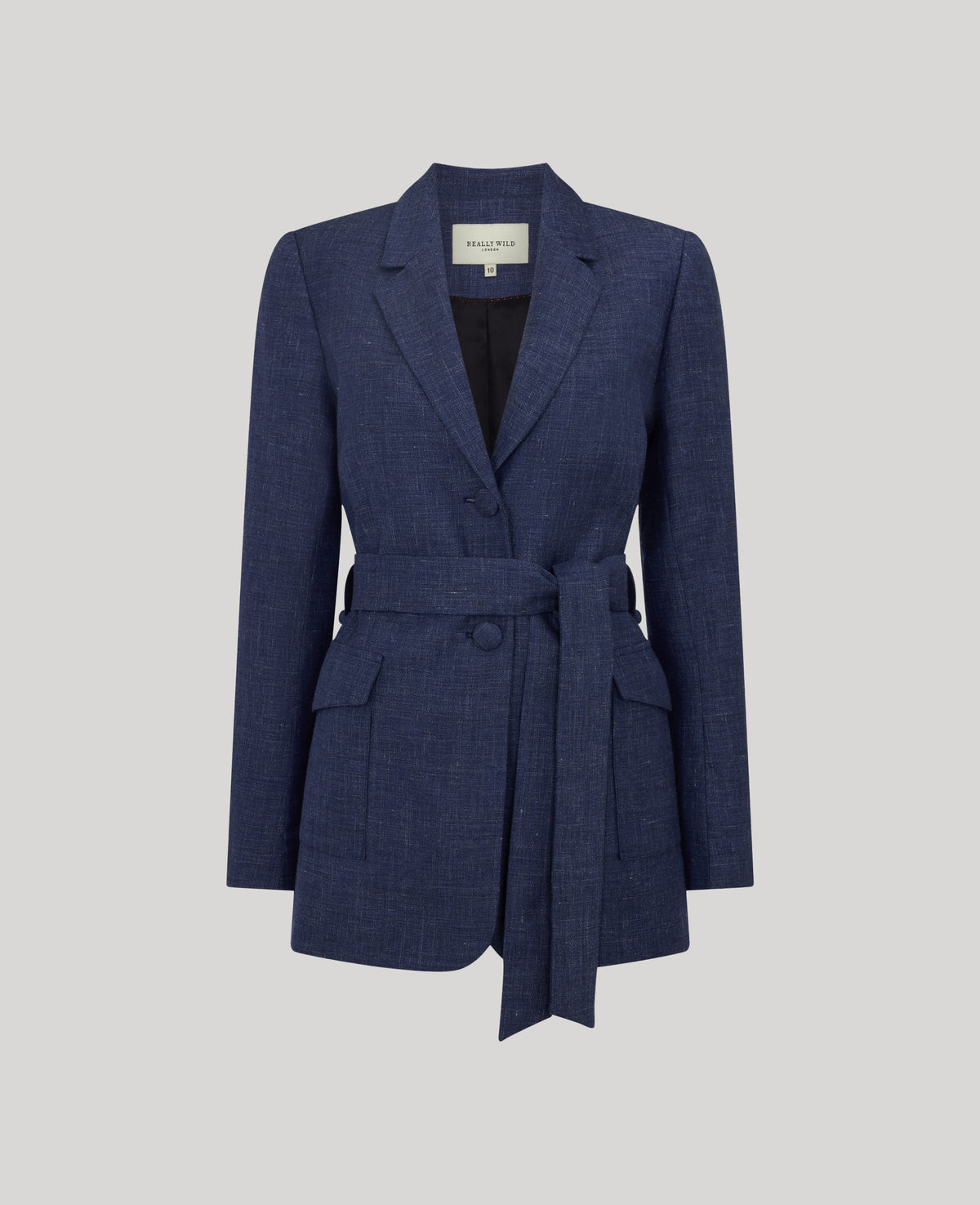 Olivia Wool Linen Tie Belted Jacket