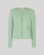 Gabrielle Wool Tweed BouclÃ© cropped Jacket in Green with fringed  hem detail.