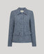 Elinor Short Tweed Jacket In Indigo Denim with self-covered buttons