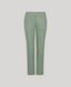 Jackie Wool Silk Turn-up Fitted Trousers In Sea Green with pleat detail, hook and eye closure and mother of pear buttons.