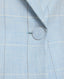 Close-up of the Tania Wool Blend Jacket in Blue Check, featuring the covered button.