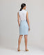 Back of Model wearing the Tania Wool Blend Pencil Skirt In Blue.Check 