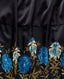 Close up of the border print detail for the Juliette Floral silk shirt dress. 