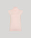 Front view of the Sharon Roll Neck Tank In Blush, a fine gauge sleeveless knit with a roll neck. 