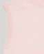 Close-up of the Sharon Roll Neck Tank's ribbed armhole In Blush, a fine gauge sleeveless knit with a roll neck. 