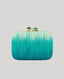 Gabriel clutch bag in green ombre with malachite stones closure in 18K gold-plated brass setting