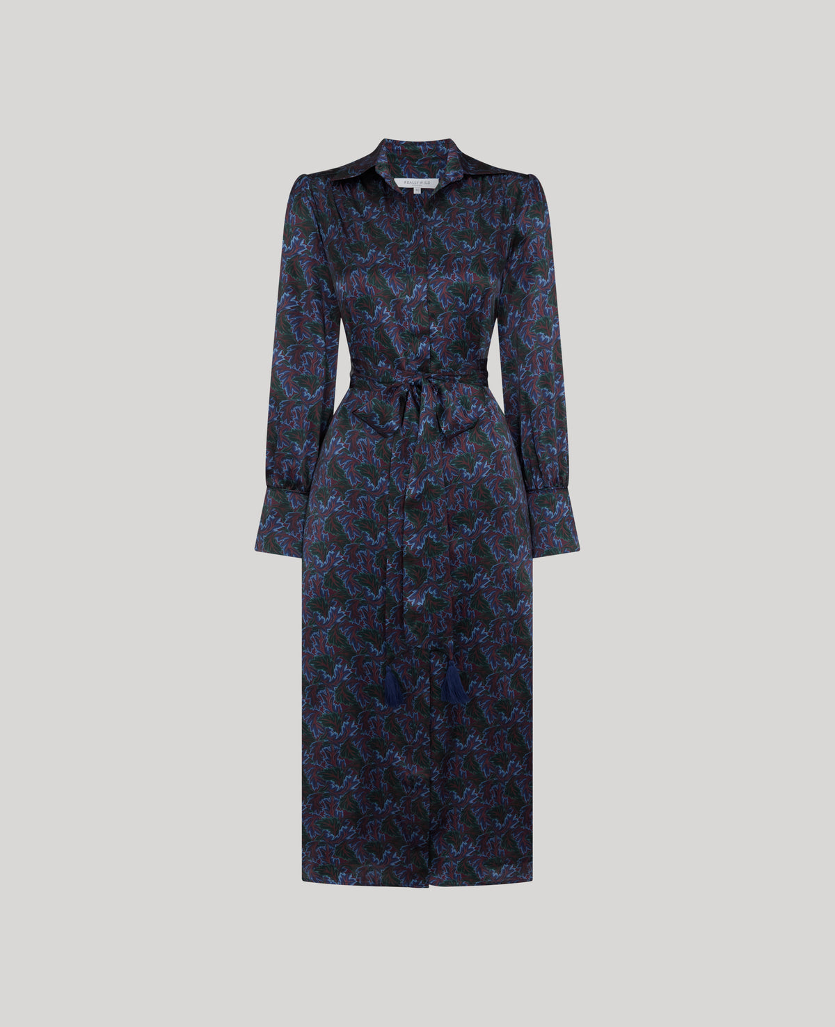 Birch Print Silk Shirt Dress
