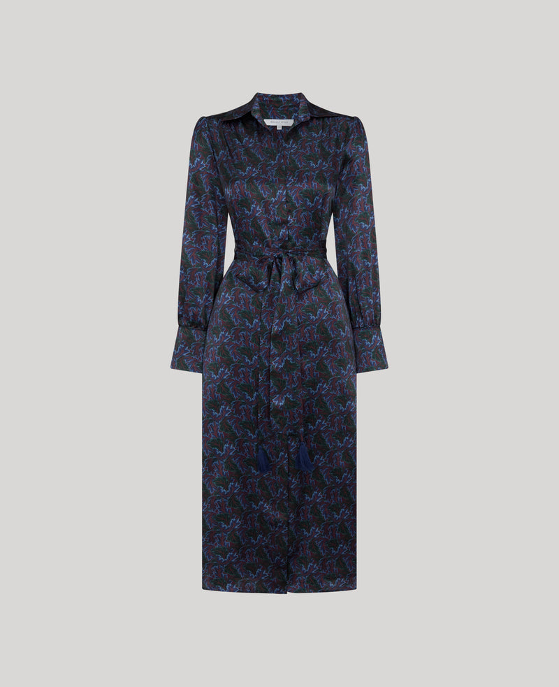 Birch Print Silk Shirt Dress