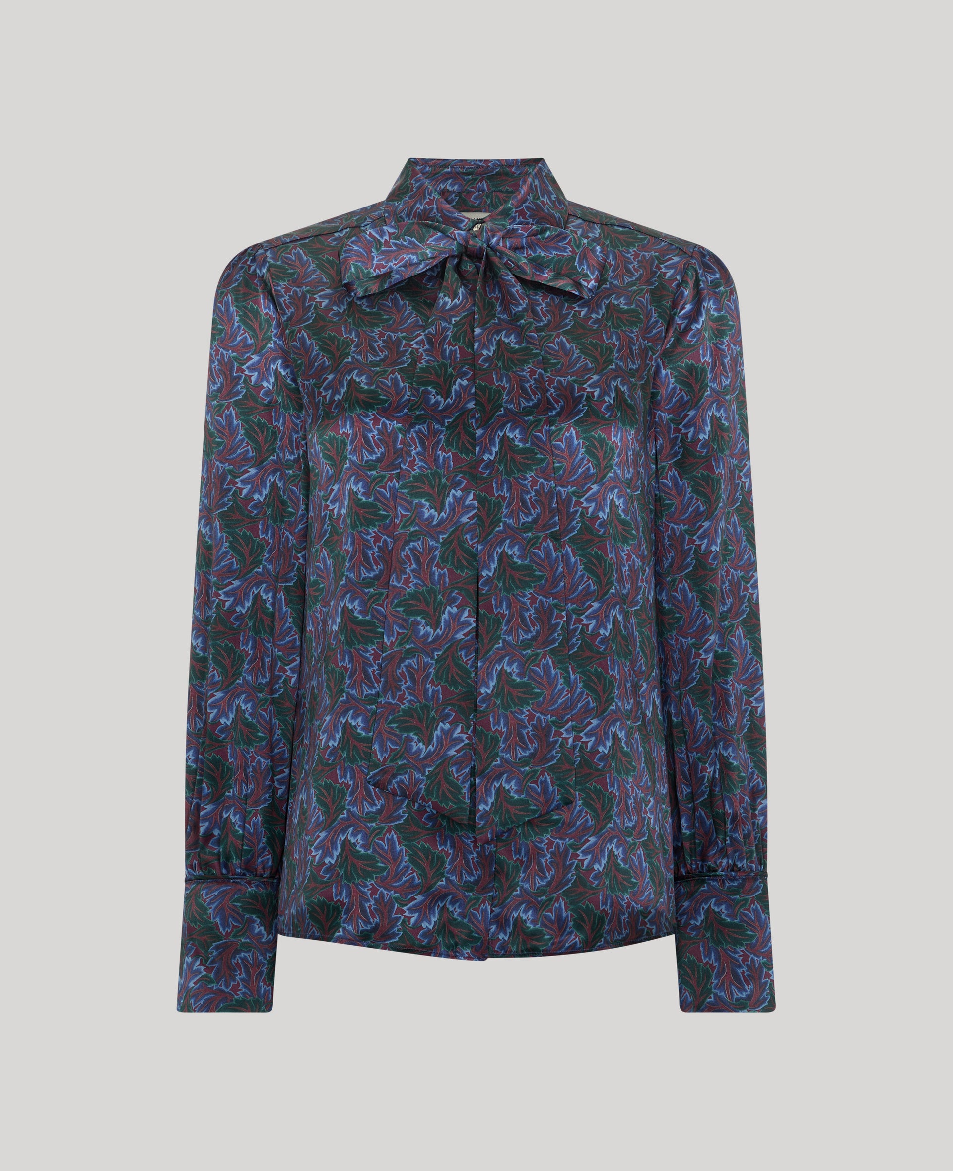 Birch Print Silk Detachable Tie Neck Blouse