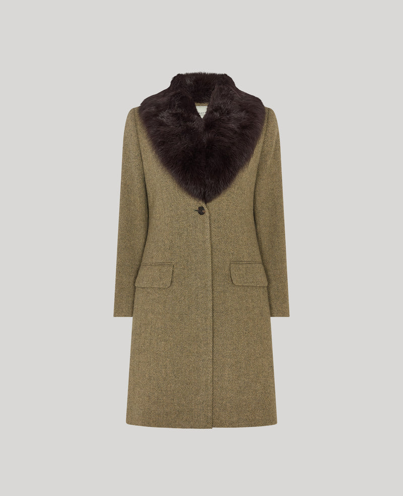Katherine Lambswool Coat with Detachable Fur Collar