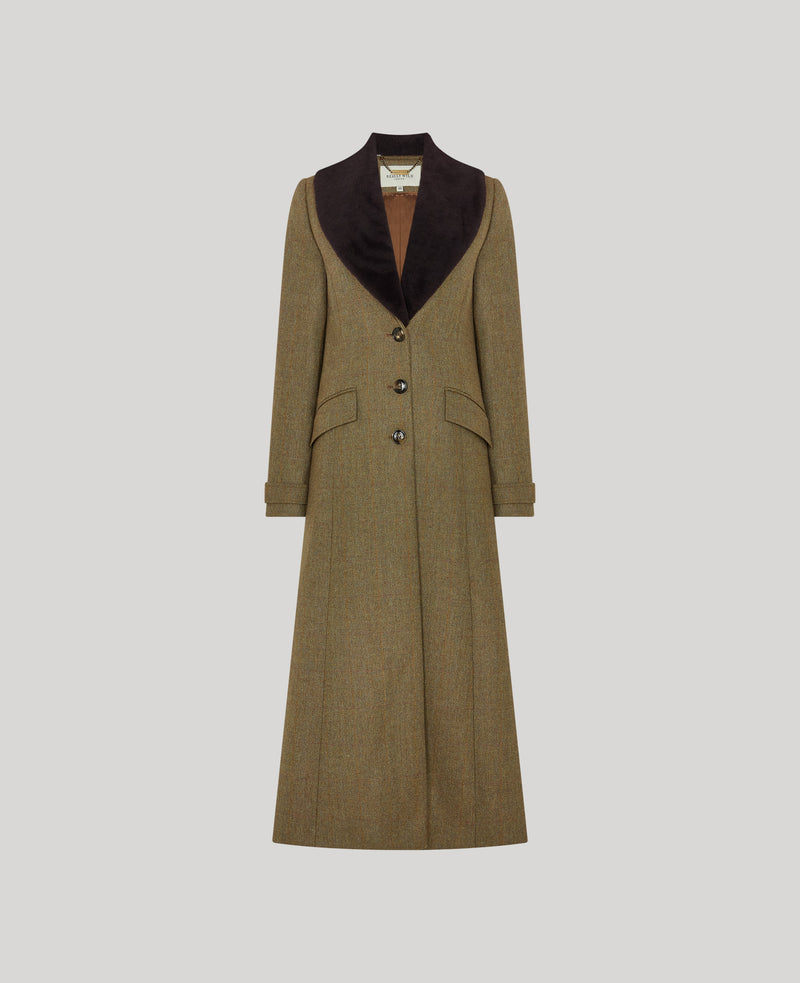 Kate Tweed Coat with Toscana Shearling Fur Collar