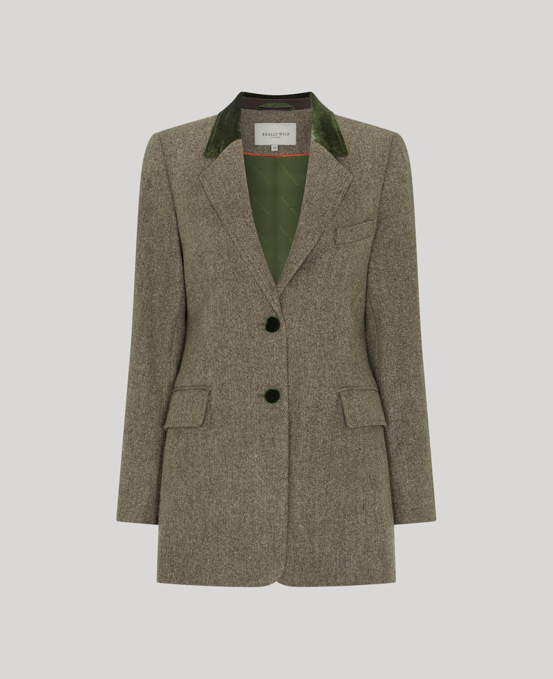 Belgravia Tweed Velvet Collar Tailored Jacket