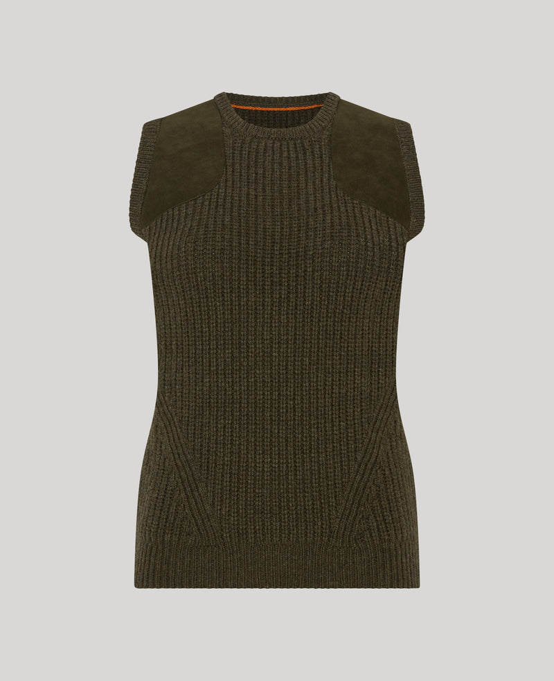 Crew Neck Tank with Alcantara Patches