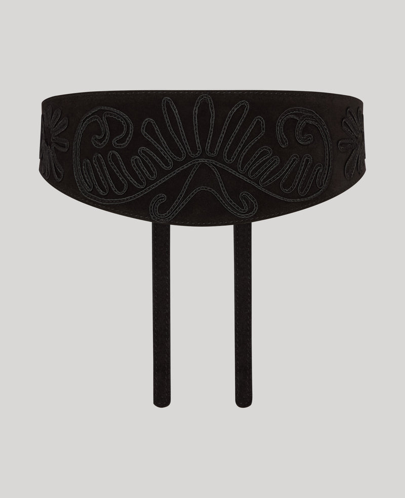 Embroidered Suede Cummerbund