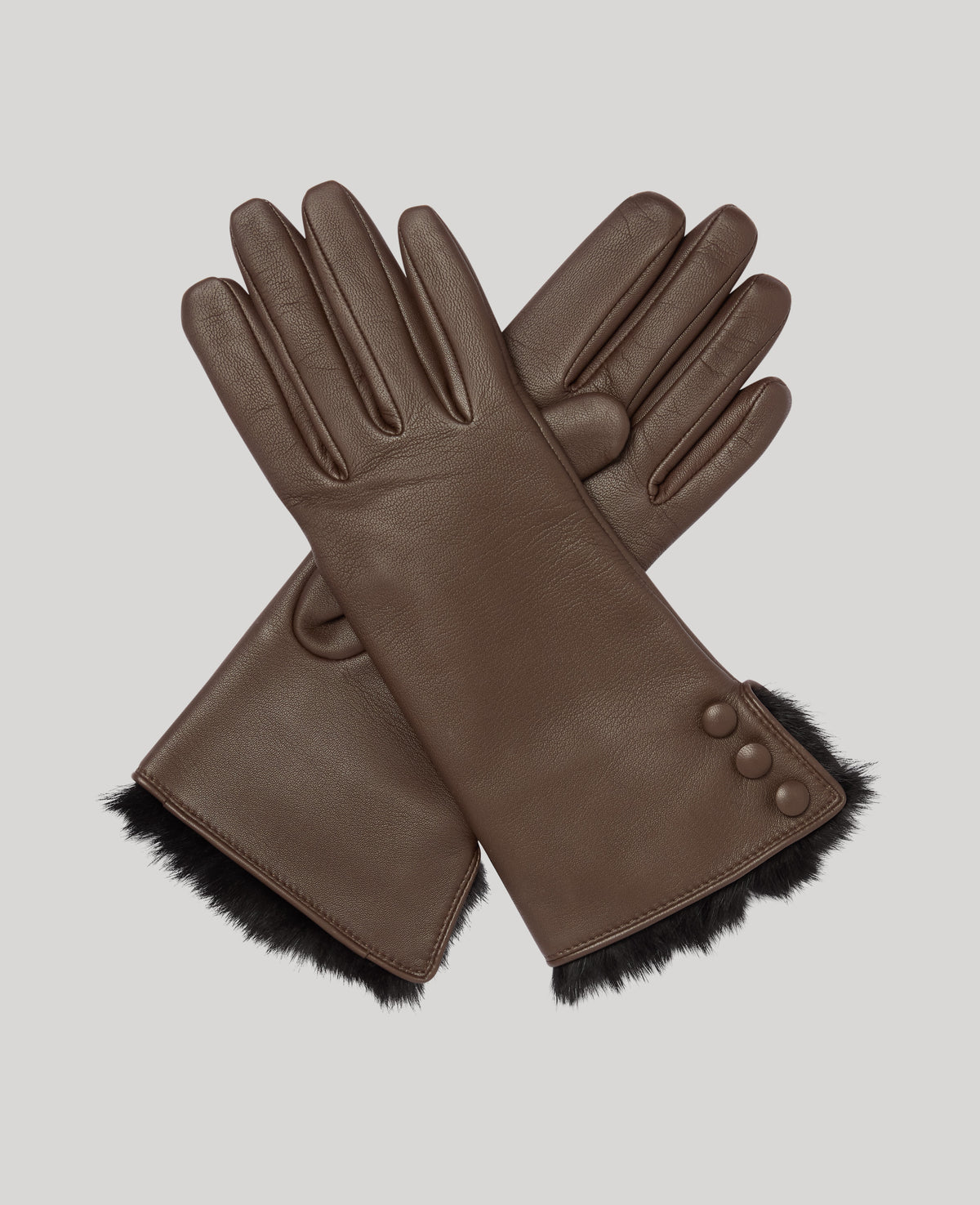 Sophie Leather Gloves Fur Cuffs