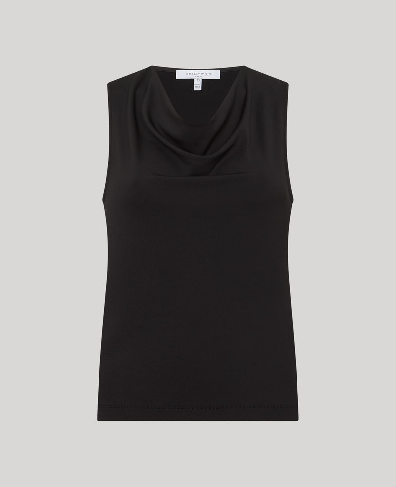 Eton Jersey Sleeveless Cowl Neck Blouse