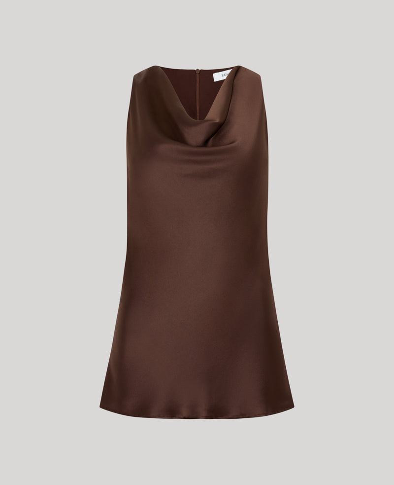 Eton Silk Sleeveless Cowl Neck Blouse
