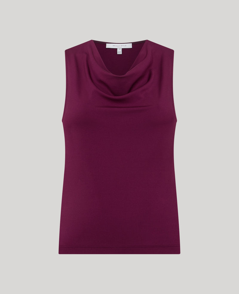 Eton Jersey Sleeveless Cowl Neck Blouse