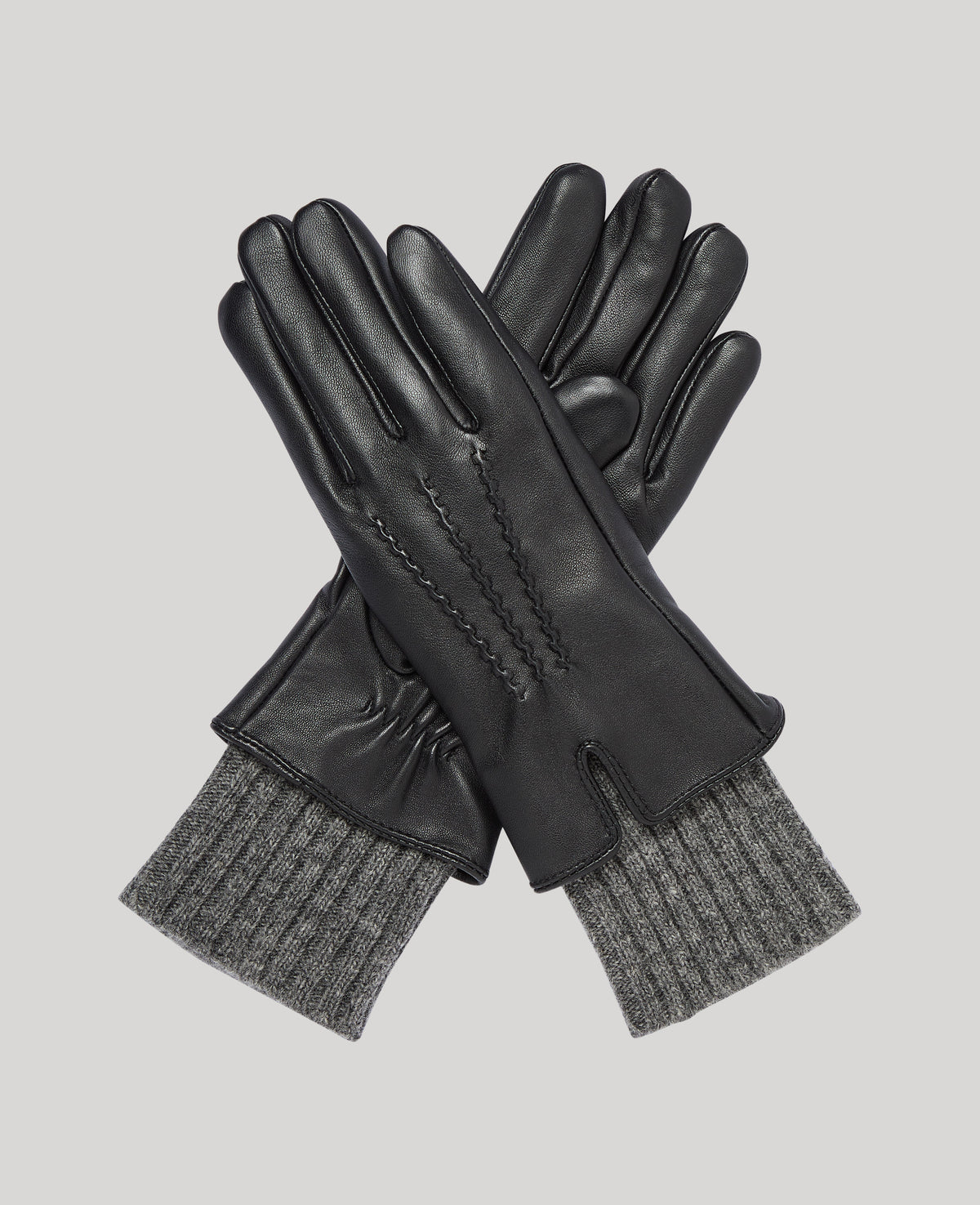 Leather Gloves Knitted Cuff