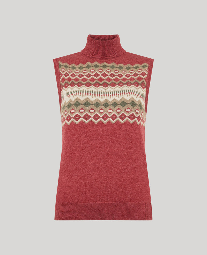 Fairisle Cashmere Roll Neck Tank