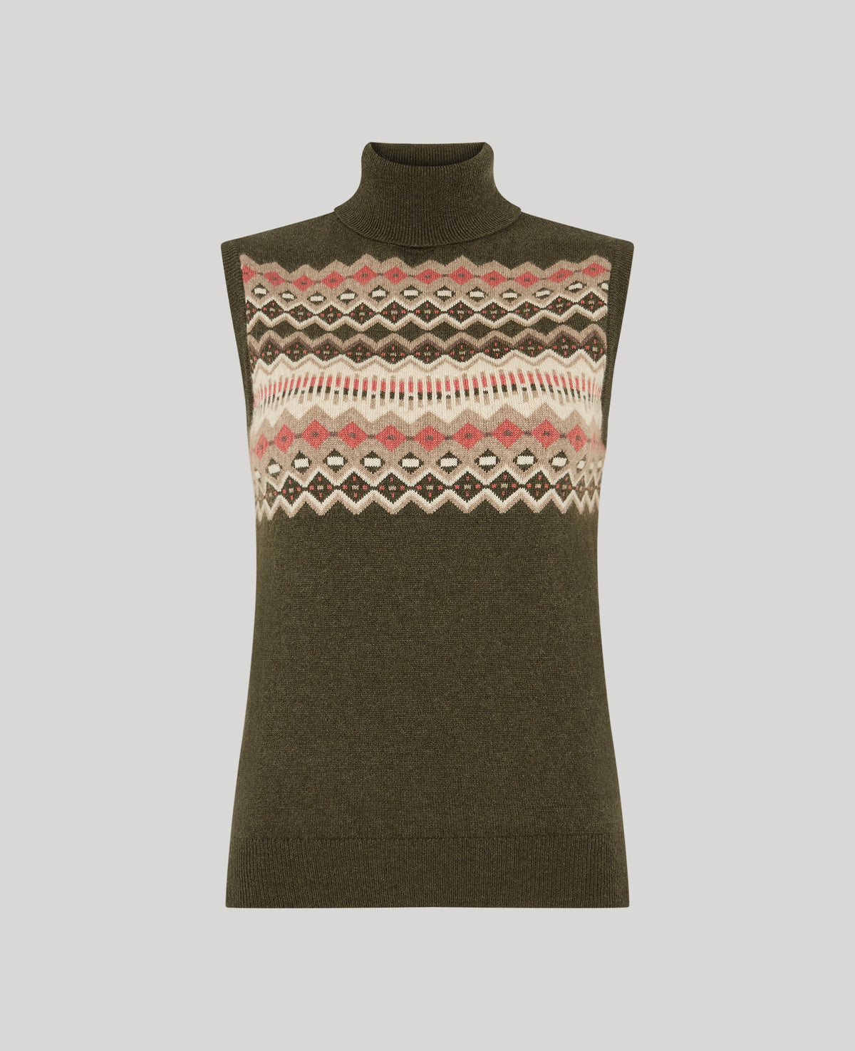 Fairisle Cashmere Roll Neck Tank
