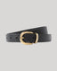 Black Leather Belt with Gold Buckle