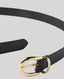 Black Leather Belt with Gold Buckle detail