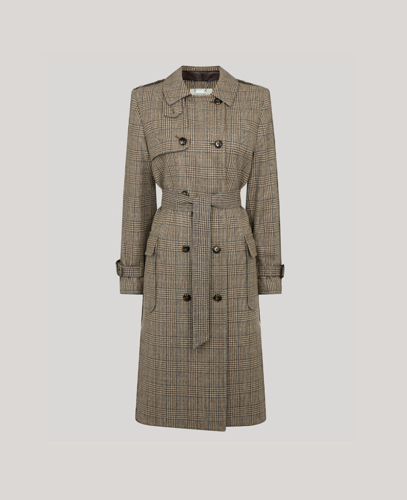 Chelsea Wool Check Trench Coat