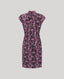 Pink butterfly print midi dress with neck tie feature 
