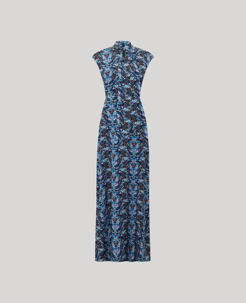 Thalia Tie Neck Silk Dress