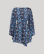 Blue patterned dress on a light gray background