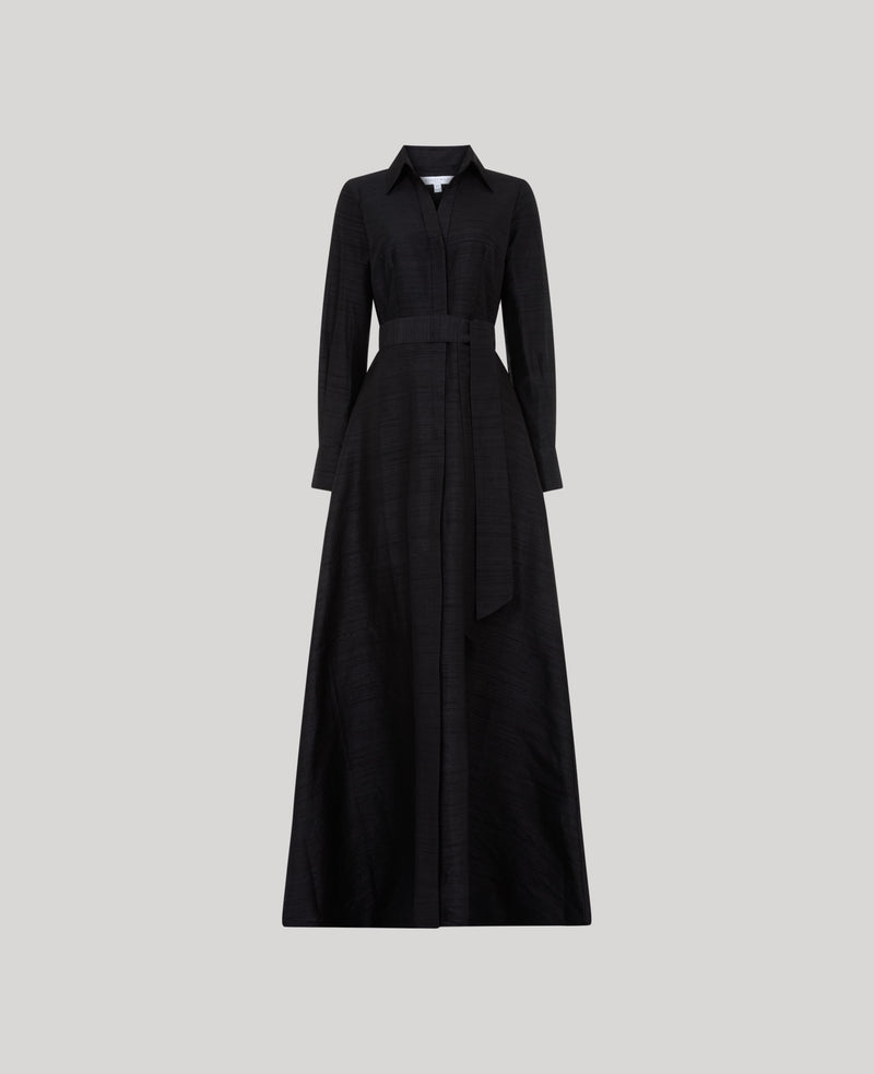 Maria Open Neck Shantung Silk Gown
