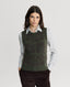 Model wearing Highgrove Lambswool Jacquard Crew Neck Tank in Loden Green with shirt 