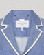 Blue blazer with white trim and 'Really Wild London' label on a light gray background
