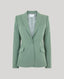 Green blazer on a light gray background