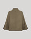 A brown wool cape with a high mock neck collar, shown from the back on a light gray background.