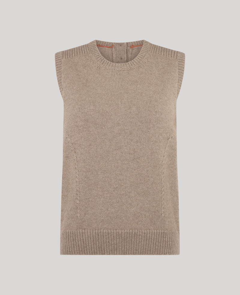 100% Cashmere Button-Detail Tank