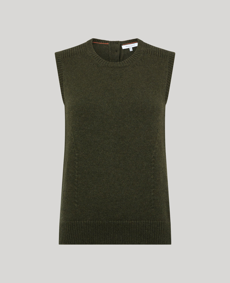 100% Cashmere Button-Detail Tank