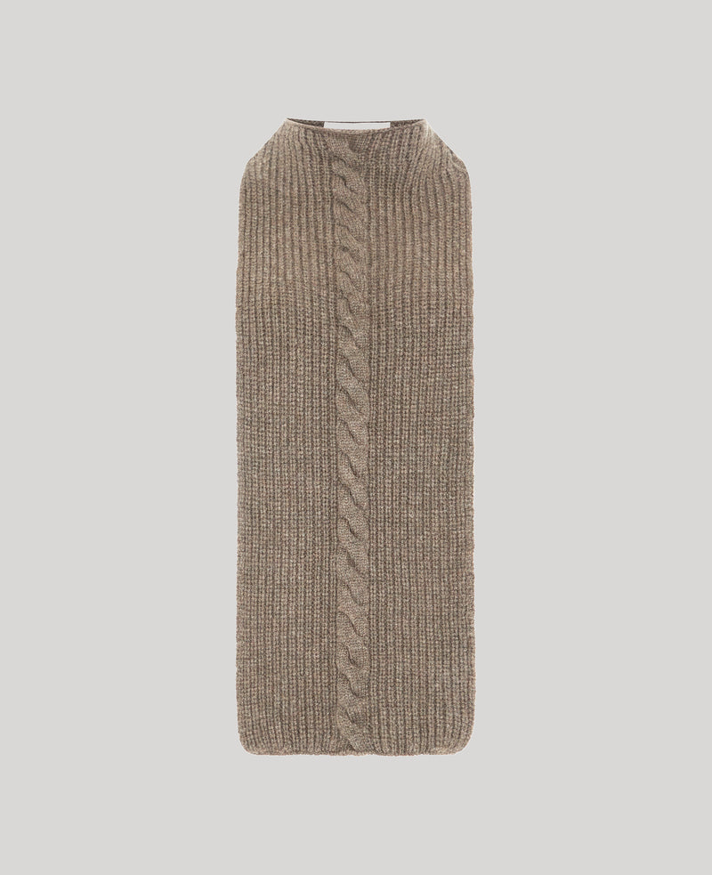 Lambswool Cable Knit Neck Warmer with Buttons