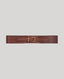 Brown leather belt with gold buckle