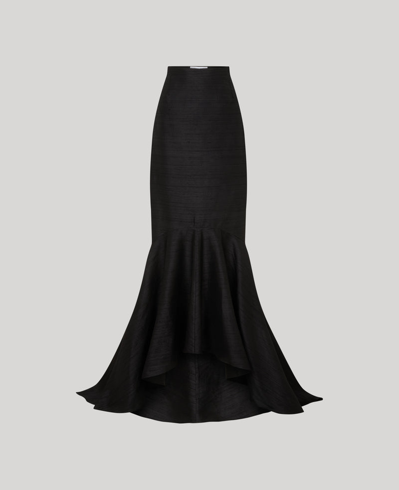 Maria Shantung Silk Fishtail Skirt
