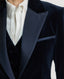 Close-up lapel on Mayfair Velvet Tuxedo Jacket in Midnight.