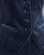 Close-up of the Mayfair Velvet Waistcoat in Midnight Navy Blue showing the covered buttons 