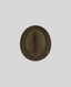 A dark olive brown felt fedora hat viewed from directly above, centered on a solid light gray background.