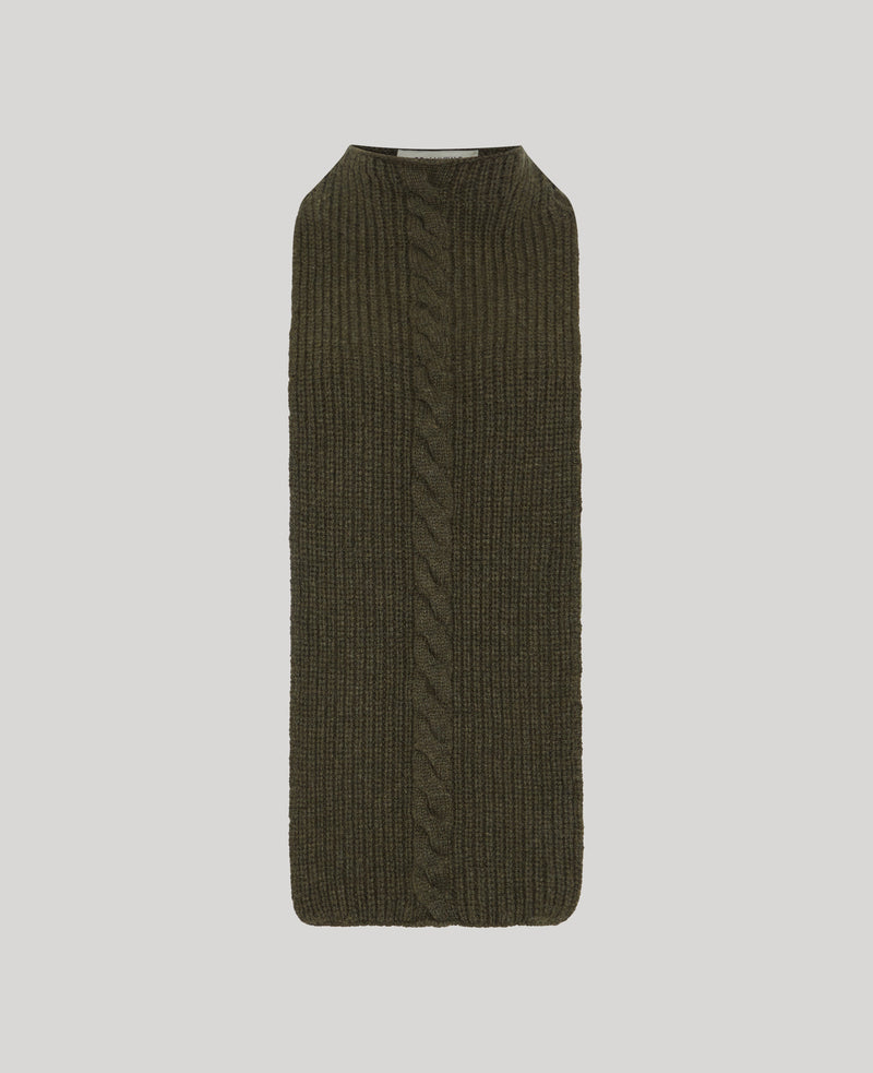 Lambswool Cable Knit Neck Warmer with Buttons